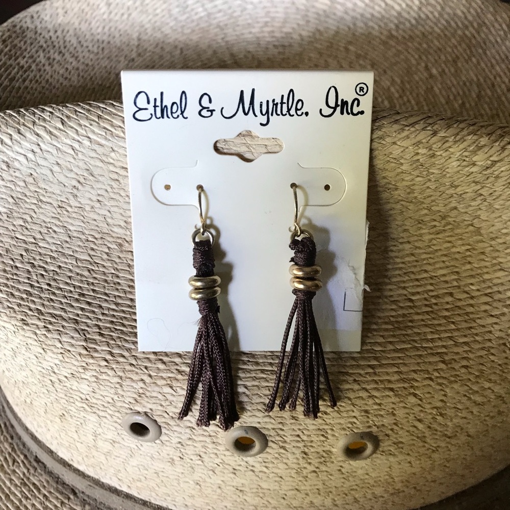 Brown and Gold Tassel Earrings
